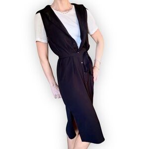 Adrienne Vittadini Black Sleeveless Shirtdress Size 6 Minimalist Workwear